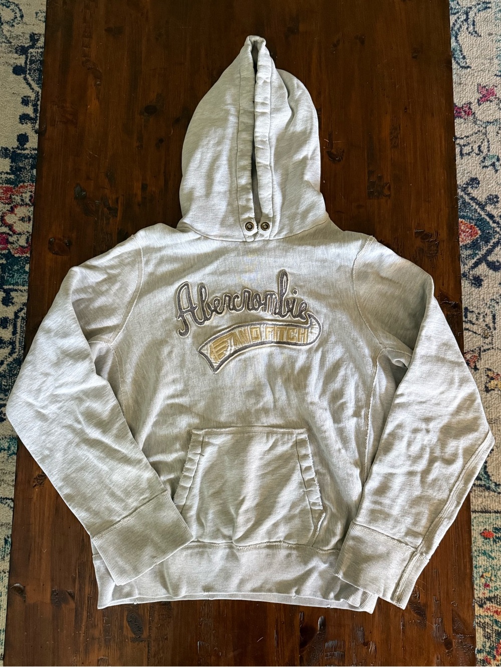 Vintage Abercrombie & Fitch Light Gray Pullover Hoodie